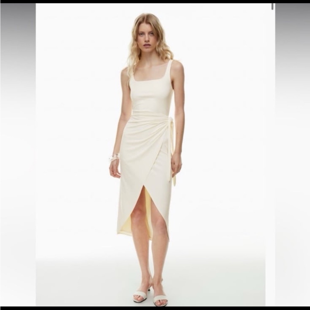 Aritzia Cream Wrap Midi Dress